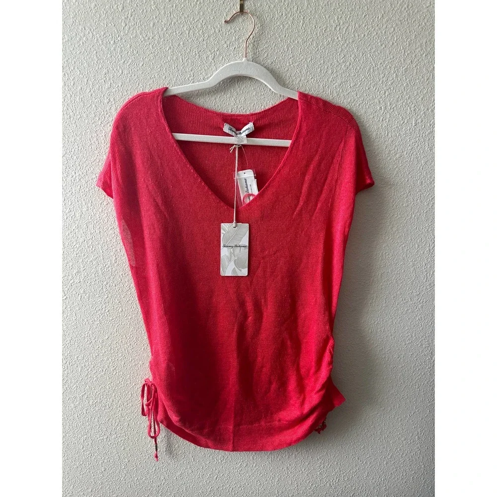 Tommy Bahama Women’s Alana Linen Side Tie V-Neck Sweater - Picture 5 of 13